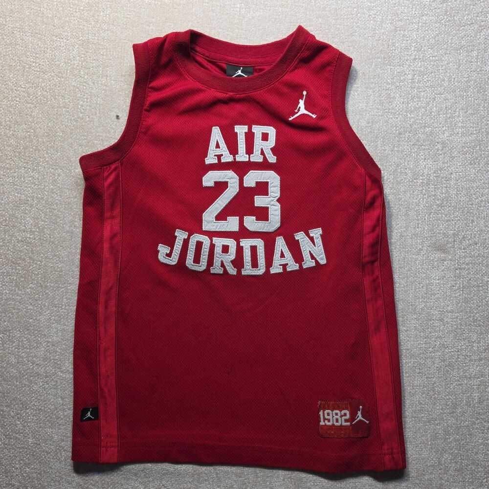Jordan Jersey Boys Small 8-10 Yrs Red Air 23 1982 Basketball Tank Top Youth